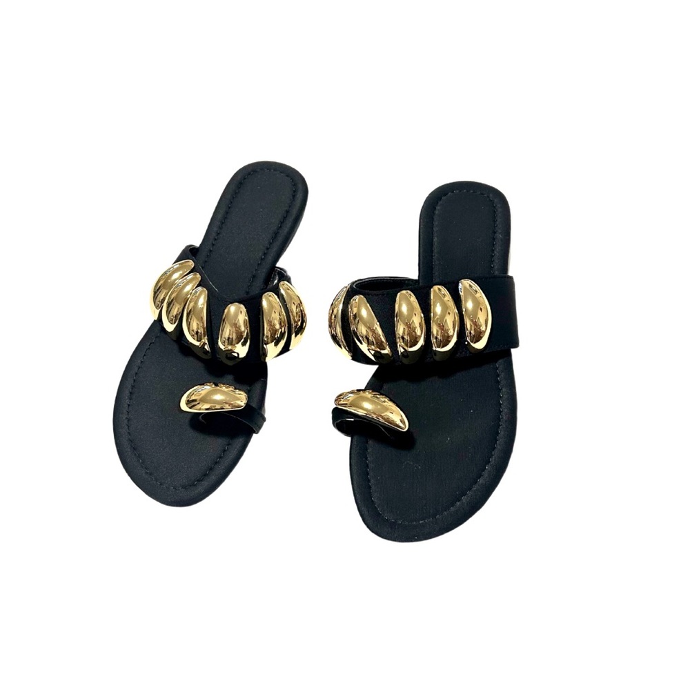 Black and Gold Bauble Slide Sandals | Size 6 (36)